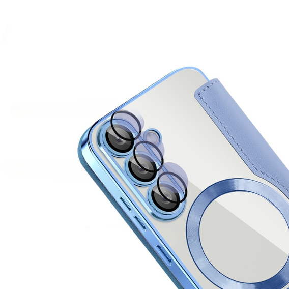 Калъф с капак за Samsung Galaxy S25+ Plus, RFID Wallet MagSafe CamShield, син