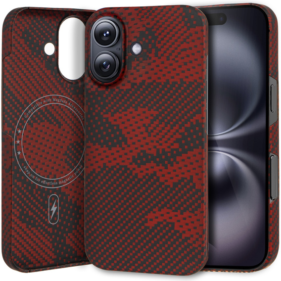 Калъфът iPhone 16 Plus, Aramid Fiber MagSafe, червен
