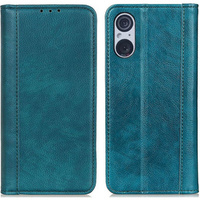 Калъфи за Sony Xperia 5 V, Wallet Litchi Leather, зелен