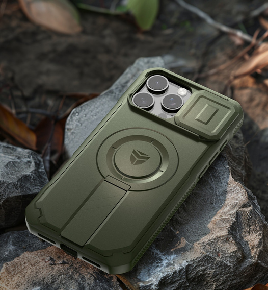Брониран калъф за iPhone 16 Pro Max, Dexnor CamProtect MagSafe, зелен