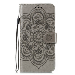 Калъф с капак за Xiaomi Redmi Note 9s/ 9 Pro, Mandala Flower, сив