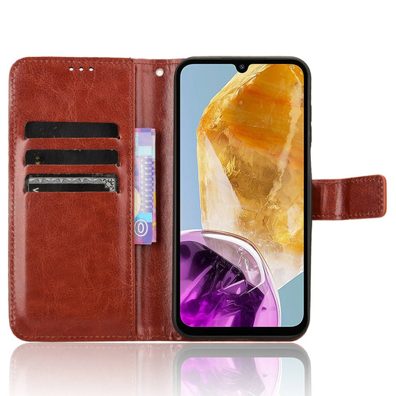 Калъф с капак за Samsung Galaxy M15 5G, Crazy Horse Wallet, кафяв