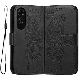 Калъф с капак за Oppo A60, Butterfly, черен
