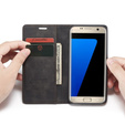CASEME калъф за Samsung Galaxy S7 Edge, Leather Wallet Case, черен