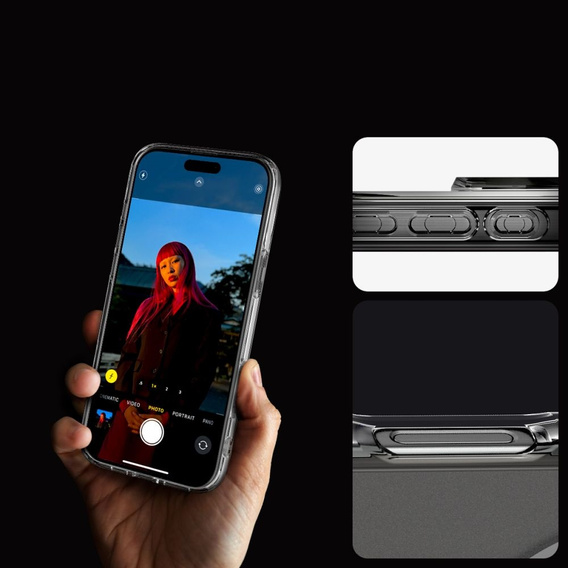 Калъфът MagSafe Spigen за iPhone 16 Pro Max, Ultra Hybrid, прозрачен / бял + 9H закалено стъкло