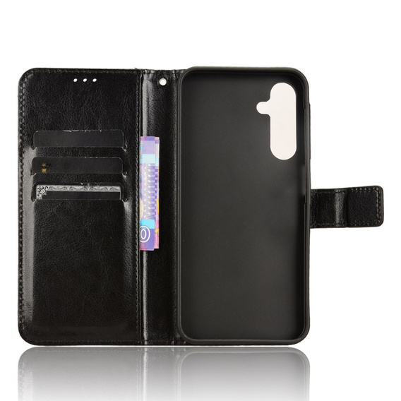 Калъф с капак за Samsung Galaxy A25 5G, Crazy Horse Wallet, черен