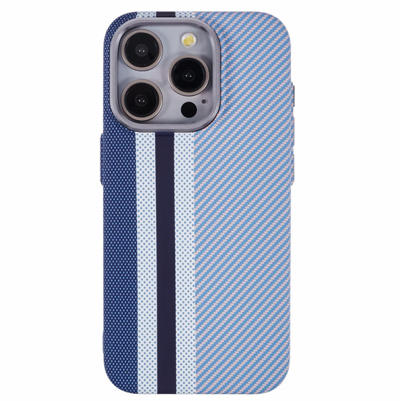Калъфът за iPhone 15 Pro Max, Carbon Fiber MagSafe, син