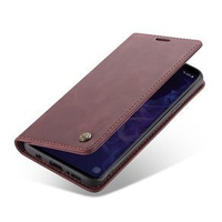 CASEME калъф за Samsung Galaxy S9 Plus, Leather Wallet Case, бордо