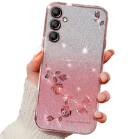 Калъф за Samsung Galaxy A25, Glitter Flower, розов rose gold