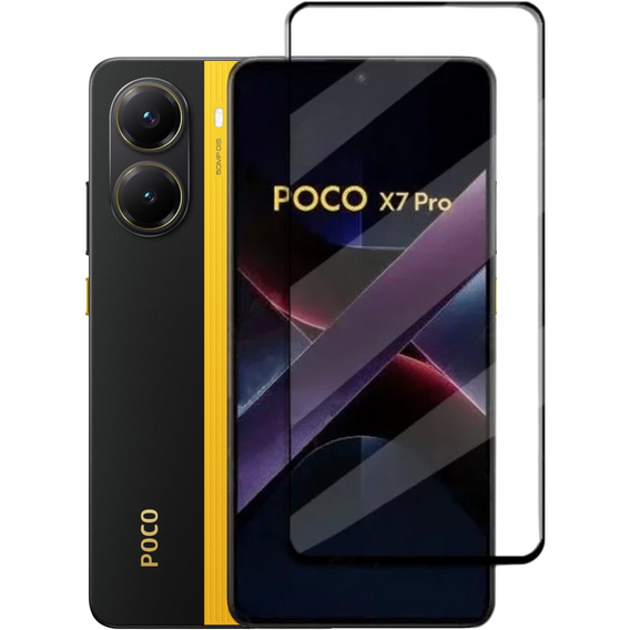 3D закалено стъкло за Xiaomi Poco X7 Pro 5G, черна рамка