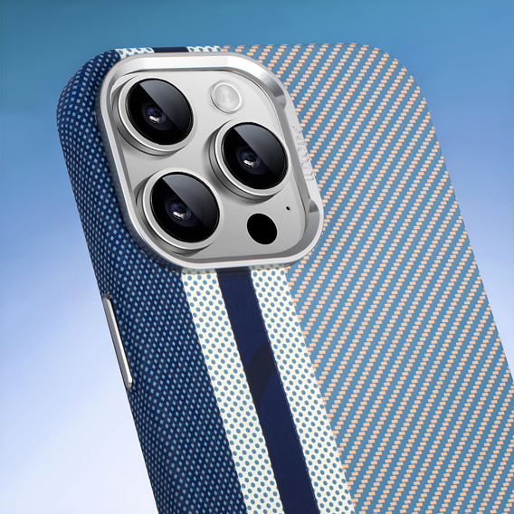 Калъфът за iPhone 15 Pro Max, Carbon Fiber MagSafe, син