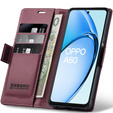 Калъф за Oppo A60, ERBORD Glossy Litchi, портфейл с капак, червен