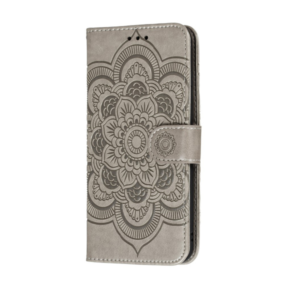 Калъф с капак за Xiaomi Redmi Note 9s/ 9 Pro, Mandala Flower, сив