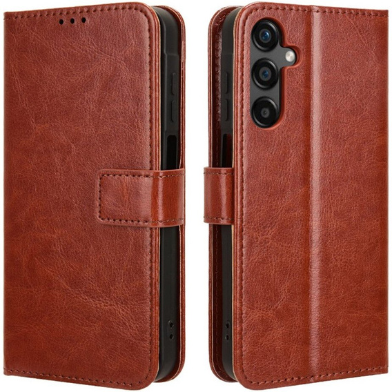 Калъф с капак за Samsung Galaxy M55 5G, Crazy Horse Wallet, кафяв