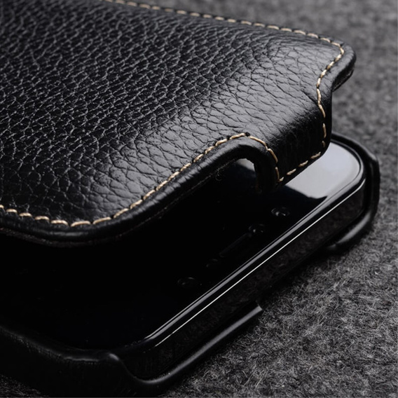 MELKCO калъф за iPhone 13, кожа, флип, черен