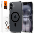Калъфът MagSafe Spigen за iPhone 16 Plus, Ultra Hybrid, прозрачен / черен + 9H закалено стъкло
