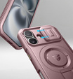 Брониран калъф за iPhone 16, Dexnor CamProtect MagSafe, розов