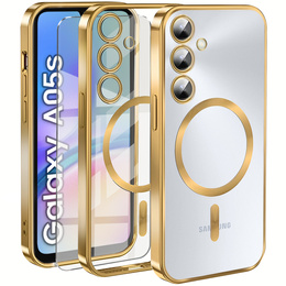 Калъф за Samsung Galaxy A05s, Electro MagSafe, златен + стъкло за екран
