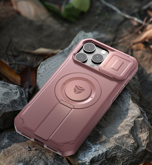 Брониран калъф за iPhone 16 Pro Max, Dexnor CamProtect MagSafe, розов