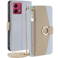 Калъфът с цип Wallet Zipper Pocket за Motorola Moto G84, Wallet Zipper Pocket, с огледало, син