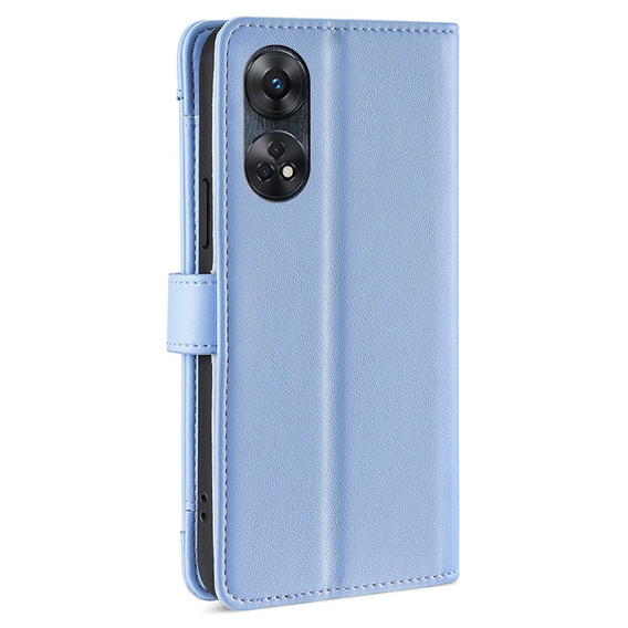 Калъф с капак за Oppo Reno8 T 4G, Wallet Zipper Pocket, син