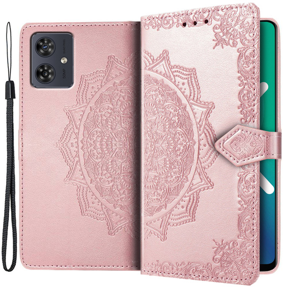 Калъф с капак за Motorola Moto G54 5G, Mandala, розов rose gold