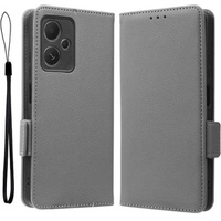 Калъф с капак за Xiaomi Redmi Note 12 5G / POCO X5 5G, Wallet Litchi Magnet, сив