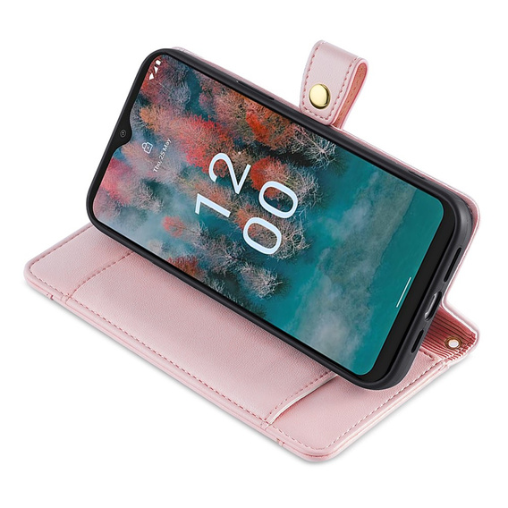 Калъф с капак за Nokia G42, Wallet Zipper Pocket, розов