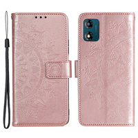 Калъф с капак за Motorola Moto E13, Mandala Flower, розов rose gold