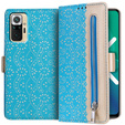 Калъф с капак за Xiaomi Redmi Note 10 Pro / Redmi Note 10 Pro Max, Wallet Pocket Zipper Lace, син