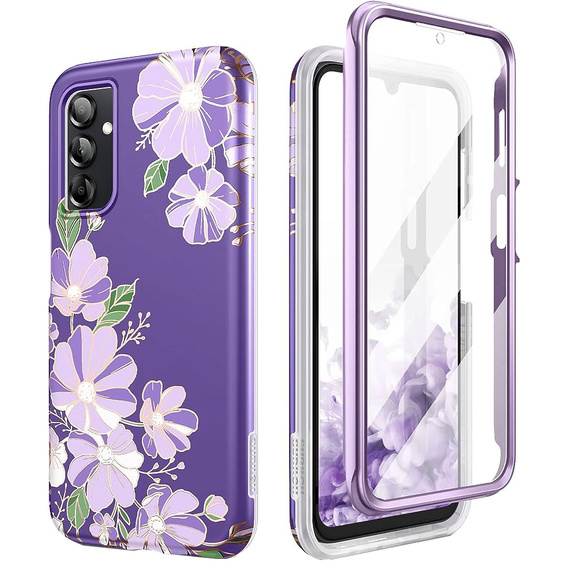 Калъфи за Samsung Galaxy A14 4G/5G, Suritch Full Body Flowers, лилав