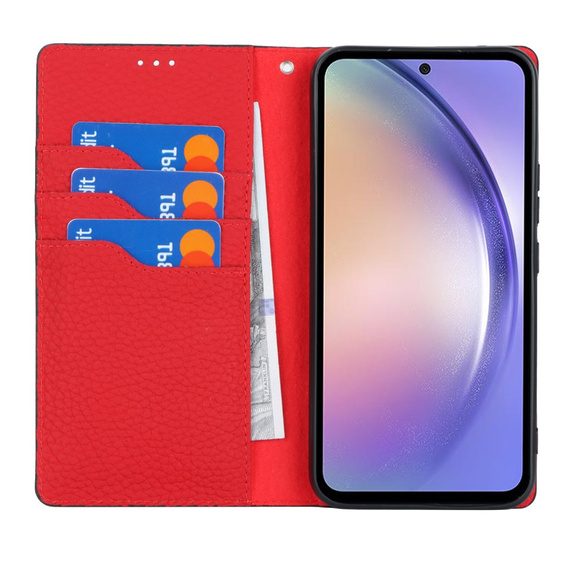 Калъф с капак за Samsung Galaxy A54 5G, Litchi Skin Grain, черен