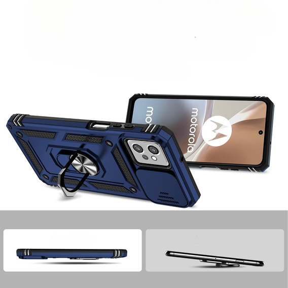 Брониран калъф за Motorola Moto G32, CamShield Slide, син