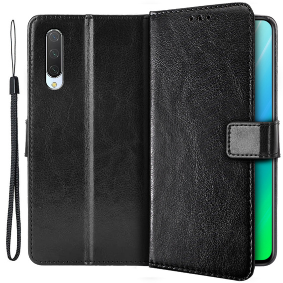 Калъф с капак за Xiaomi Mi 9 Lite, Crazy Horse Wallet, черен