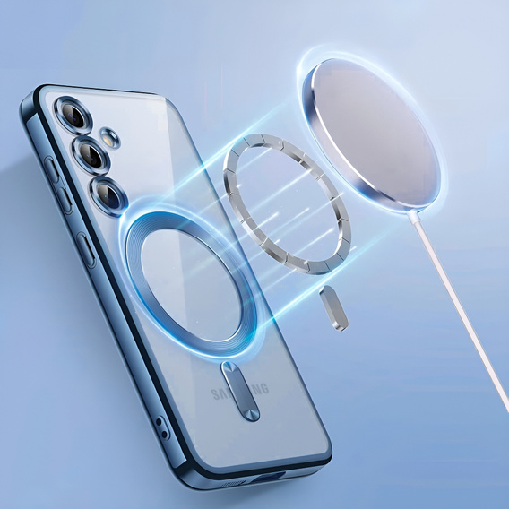 Калъф за Samsung Galaxy A55 5G, Electro MagSafe, син + стъкло за екран