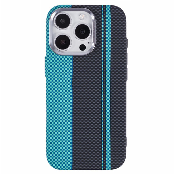 Калъфът за iPhone 16 Pro, Carbon Fiber MagSafe, черно / синьо