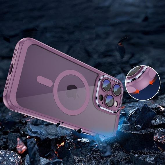 Калъф за iPhone 15 Pro Max, ERBORD Impact Guard, MagSafe, лилав
