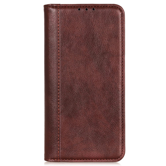 Калъфи за Samsung Galaxy S24, Wallet Litchi Leather, кафяв