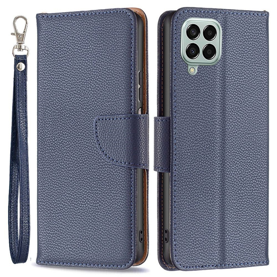 Калъф с капак за Samsung Galaxy M33 5G, Wallet Litchi Magnet, тъмносин