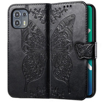 Калъф с капак за Motorola Edge 20 Lite, Butterfly, черен