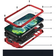 Калъф за iPhone 13 Pro Max, R-JUST CamShield Slide, брониран, червен / черен