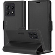 Калъф за Motorola Edge 50 Pro, ERBORD Glossy Litchi, портфейл с капак, черен