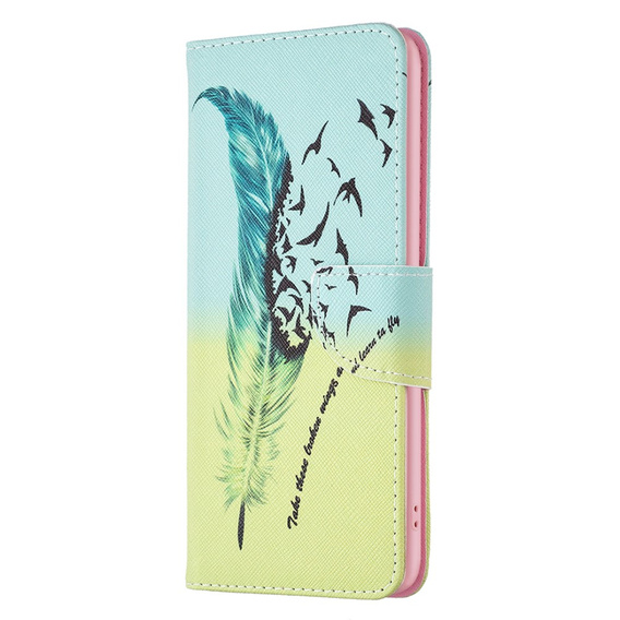 Калъф с капак за Xiaomi Redmi Note 13 5G, Wallet, Feather син / жълт