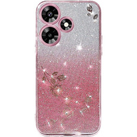 Калъф за Infinix Hot 30, Glitter Flower, розов rose gold