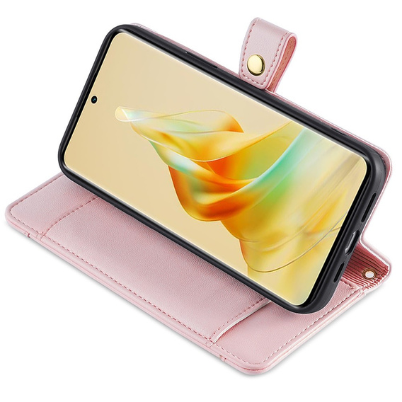 Калъф с капак за Oppo A78 4G, Wallet Zipper Pocket, розов