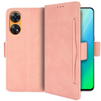 Калъф с капак за Oppo Reno8 T, Card Slot, розов