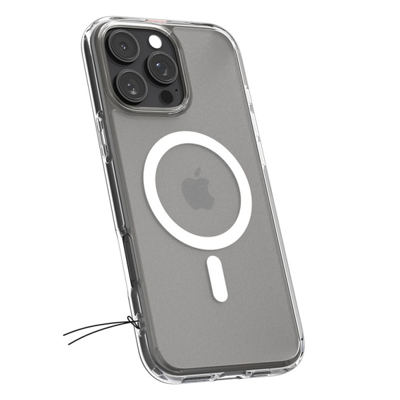 Калъфът MagSafe Spigen за iPhone 16 Pro, Ultra Hybrid, прозрачен / бял + 9H закалено стъкло