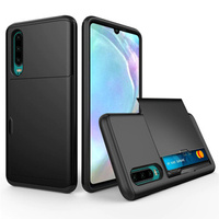 Калъфи за Huawei P30, Sliding Card Holder, черен