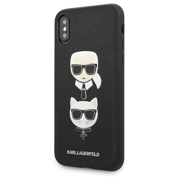 Калъфи Karl Lagerfeld за iPhone X / XS, Saffiano Iconic Karl&Choupette Head, черен