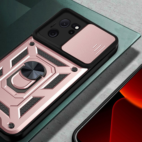 Брониран калъф за Xiaomi 13T / 13T Pro, CamShield Slide, розов rose gold